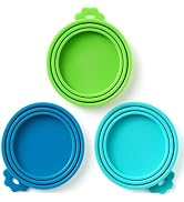 Basic Haus 3 Pack Universal Pet Food Can Covers Lids - One fit 3 Standard Size Cans for Cats and ...