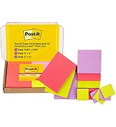 Post-it Super Sticky Notes, Bright Color Collection (Pink, Purple, Green), 12 Pads/Pack, 90 Sheet...