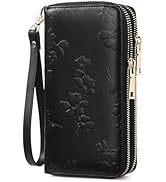 yiijay Womens Wallet RFID Blocking Large Capacity Leather Double Zip Wristlet Wallet Credit Card ...