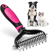 MIU COLOR Pet Grooming Brush, 2 Sided Undercoat Rake for Dogs & Cats, Professional Deshedding Bru...