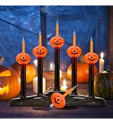Halloween 5 Lights Pumpkin Bubble Candle Lamps, Plug in Electric Window Candle Lamps with 6 Pumpk...