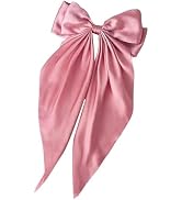 Silky Satin Big for Women Hair Ribbons Oversized Long Tail White Hair Bows,Bow Black Hair Bow Lar...