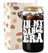 Mikopei Dance Gifts Stuff Accessories, In My Dance Era Glass Cup with Lid and Straw, Dancer Gifts...