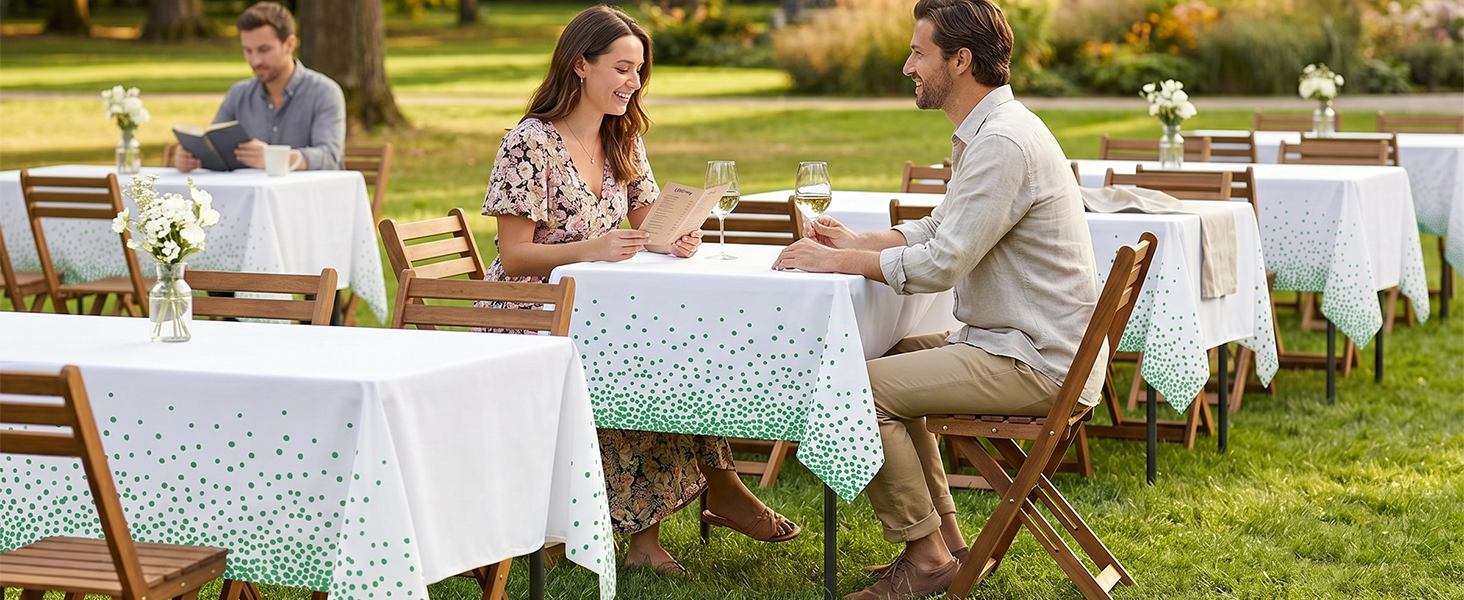 disposable dot tablecloth for dinner