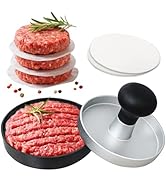 FCCUM Burger Press Patty Maker Stainless Steel Hamburger Patty Press Mold Wood Handle Non-Stick w...