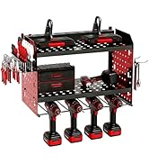 Power Tool Organizer Wall Mount with 8-Outlet Charging Station, 3-Layer Heavy Duty Power Tool Org...