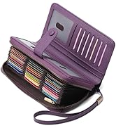 GAEKEAO Leather Credit Card Holder Wallet for Women RFID Blocking Large Capacity Bifold Zipper Ca...