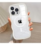 QLTYPRI Magnetic for iPhone 14 Pro Max Case Compatible with Magsafe, Cute Curly Wave Frame Clear ...