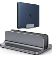 YICOSUN Aluminum Vertical Laptop Stand for Desk - Adjustable Width Dock for MacBook, Surface, Sam...