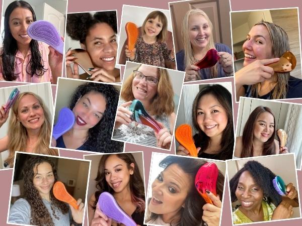 a collage of women holding up shoes