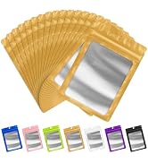 FUNFERY 100 Pack Mylar Resealable Bags Foil Packaging Bags with Clear Window,Zipper Pouch Smell P...