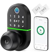 Smart Keypad Door Lock with Knob: Keyless Entry Door Lock with Handle - Fingerprint Biometric Doo...