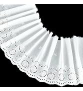 FINGERINSPIRE 3 Yards White Eyelet Cotton Trim 10-5/8 inch Wide Cotton Lace Trim Floral Embroider...