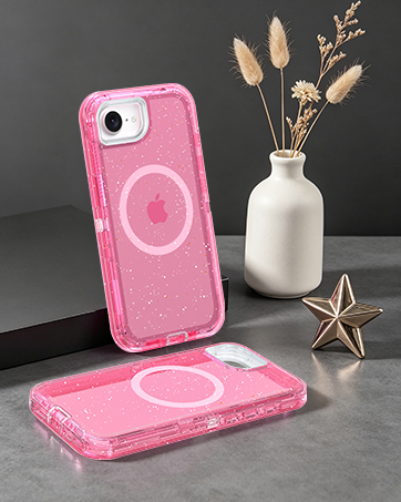 iphone 16e & 17e case pink glitter