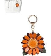 Yzikema Genuine Leather Leaf Flower Decorative Keychains,Boho Accessories Cute Leather Flower Key...