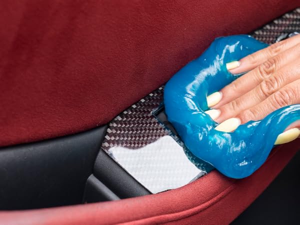 Sticky Icky gel removing dirt from buttons, knobs, seams, and hard-to-reach areas