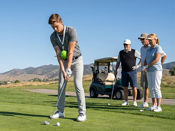 golf swing training at golf course