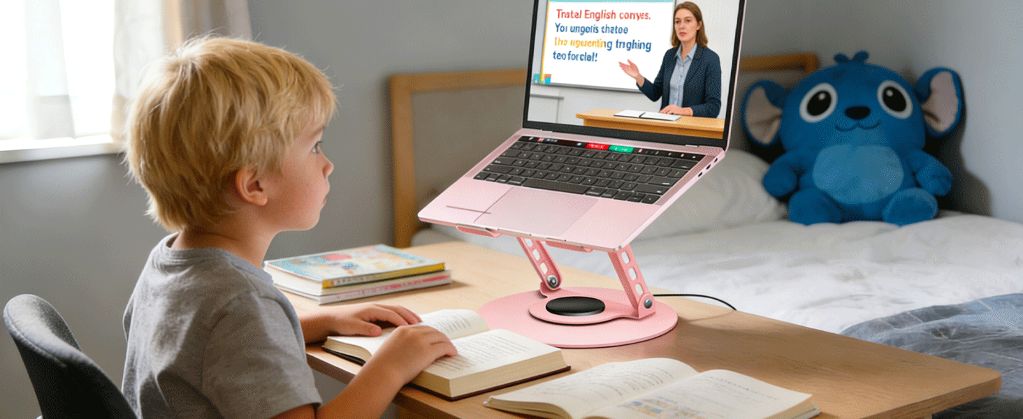 adjustable laptop stand with 360 rotating base
