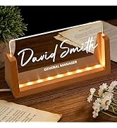 Custom Name Plate for Desk, Personalized Light Up Acrylic Desk Name Plate, Personalized Office Gi...