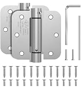 JIW Self Closing Door Hinges 3.5 Inch Brushed Nickel Spring Hinge with 5/8'' Radius Corners, Adju...