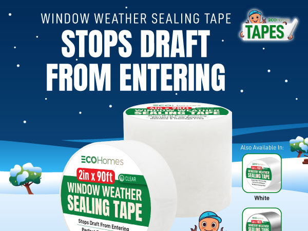 Sealing tape blocks drafts around windows, doors, and AC units to keep your home comfortable.