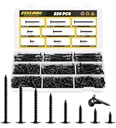 220 PCS Truss Head Black Wood Screws Assortment Kit,FIXLINK High Hardness Wood Screws Set, Philli...