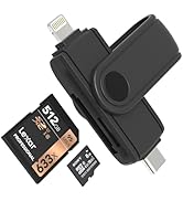 SD Card Reader for iPhone 16/iPad/Android/Mac/Computer, Dual Connector Lightning/USB C Memory Car...
