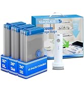 Vacuum Sealing Bags for Clothing Travel,Space Saver Vacuum Storage Bags with Wireless Air Pump (1...