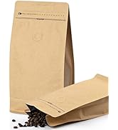 50 PCS Coffee Bags with Valve, (8 oz, 0.5 lb) Kraft Paper Stand Up Pouches, Resealable Coffee Bea...