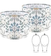 GO&SO 2pcs Medium Drum Lamp Shade Height 10inch Floral Lampshdes, with 8inch Lamp Lamp Harp Detac...
