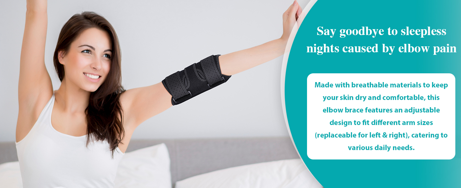 Adjustable Elbow Splint for Sleeping Comfortable Stabilizer Elbow Support for Women and Men Fit Most