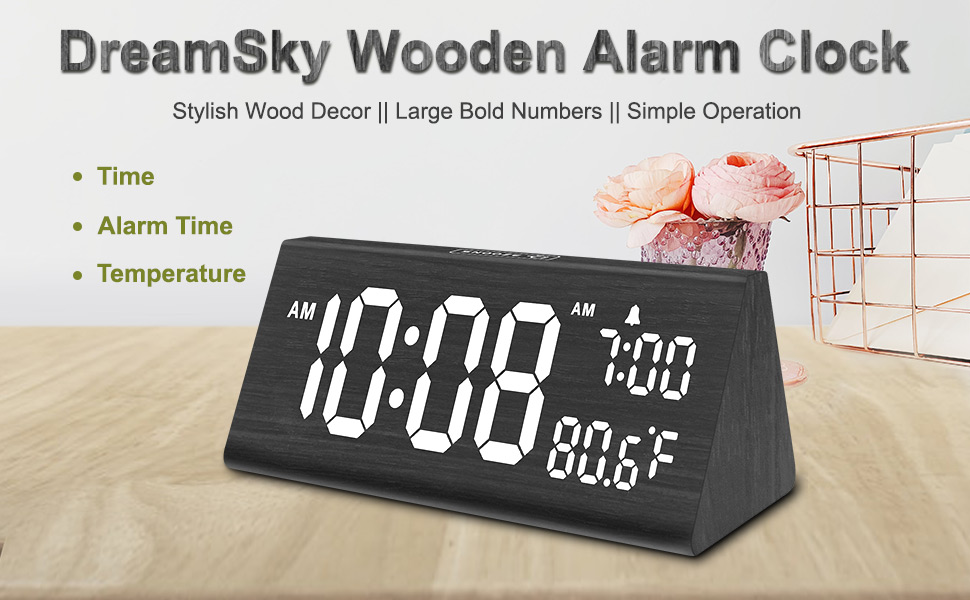 wooden alarm clock