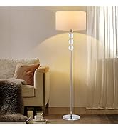 Dott Arts Floor Lamp for Living Room, Modern Standing Lamp Crystal Reading Floor Lamp Silver Corn...