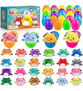 Easter Basket Stuffers – Easter Basket Essentials 12 Pack Prefilled Plastic Eggs with Axolotl Plu...