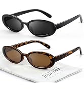 DANAMY Sunglasses Womens Retro Oval Sunglasses for Women Men Fashion Small Oval Sun Glasses 90s V...