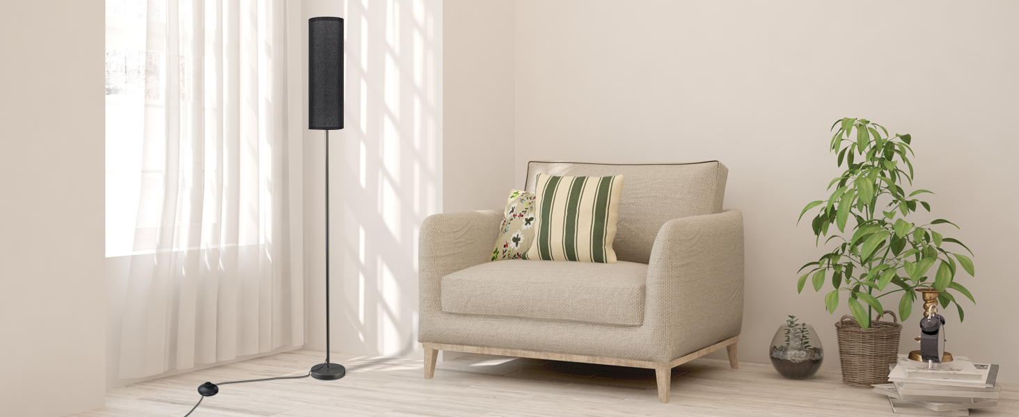 Frideko Floor Lamp with Black Lampshade