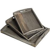 VERGOODR Country Farmhouse Rustic Wood Nesting Dinning Breakfast Serving Trays with Wood Handles,...