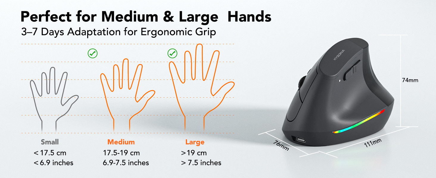 Suitable for medium to large hands