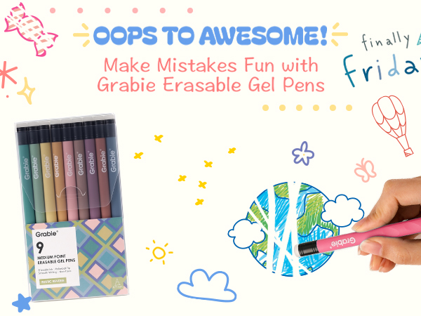 erasable gel pen set of 9-rustic