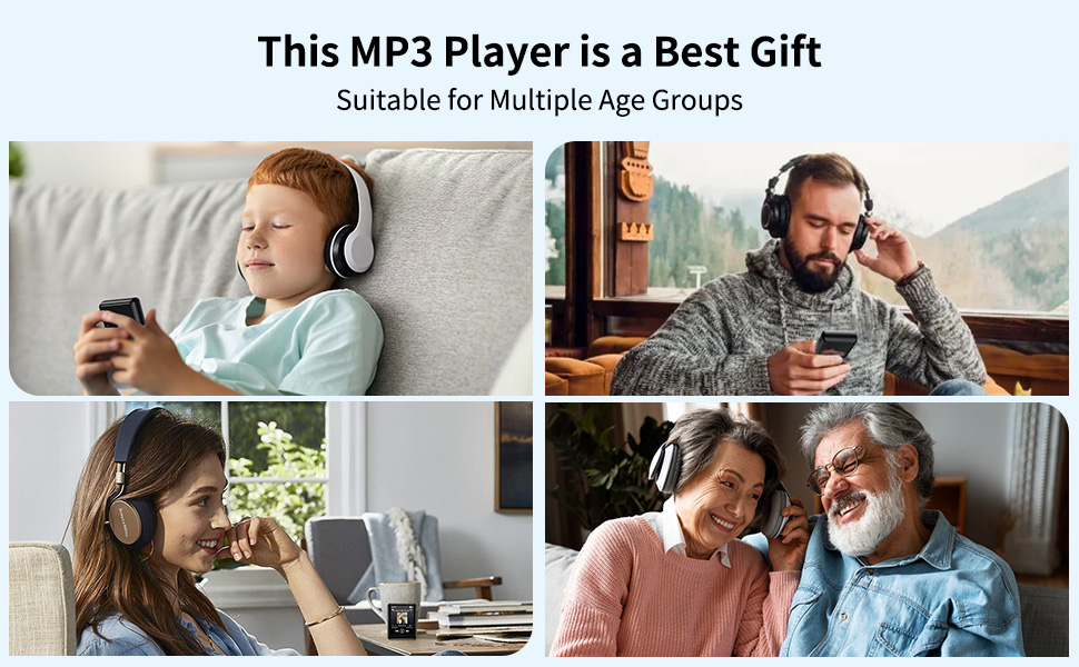 64GB MP3 Player with Bluetooth 5.3 Full Touch Screen Color Screen Mini MP3 Player