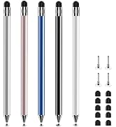 Stylus with 10 Rubber Nibs & 4 Clear Tips, 2-in-1 Stylus Pen for Touch Screen(5 Pcs), High Precis...