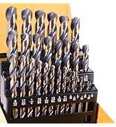 ROGAPER 29Pcs Carbide Drill Bit Set, 135 Tip HSS with Black and Gold Finish, Metal Twist Jobber D...