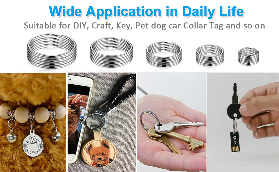 Key Ring Circle Assorted, Round Metal Keyring, for Dog Pet Collar DIY Tag Jewelry Car Key