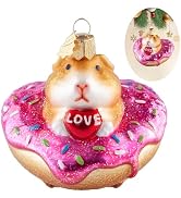 HZYC Christmas Tree Ornaments,Hand-Blown Glass Ornaments,Guinea Pig Collection Figurine Hanging O...