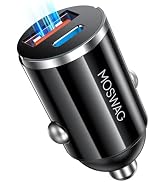 MOSWAG Car Charger, USB A QC3.0 Car Charger, USB C Cigarette Lighter Adapter, Dual USB Ports Car ...