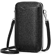 RNIEGA Small Cell Phone Purse Bags for Women Leather Wallet with Credit Card Slots,Black