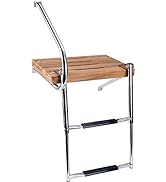 Amarine Made Boat Out-Board Swim Teak Platform with 2-Steps Stainless Ladder