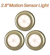 STAR-SPANGLED 3 Pack 2.8” Motion Sensor Lights Indoor AAA Battery Operated, Stick on LED Puck Lig...
