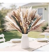 JOHOUSE 120PCS Dried Pampas Grass Set for Vase, Natural Pampas Grass Eucalyptus Stems Bunny Tails...