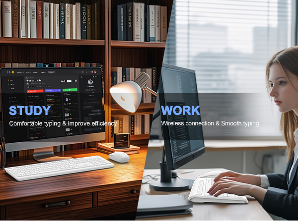 Wireless Keyboard and Mouse Combo, Full Size Silent Ergonomic Keyboard Mouse